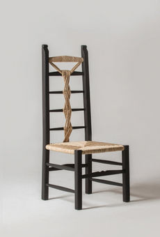 Handmade decorative Lia chair, design by Chiara Andreatti and Pierpaolo Mandis, contemporary Sardinian craft